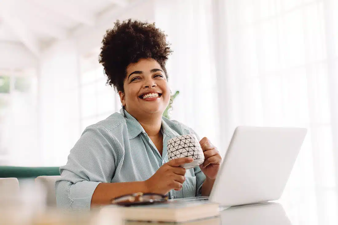 Woman taking break while working from home contactUs Callout 1 1100x734 1